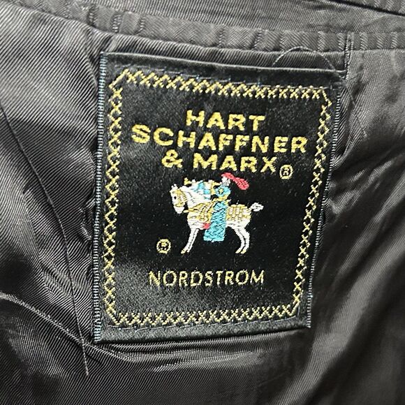 Hart Schaffner Marx 44R Vintage Sport Coat Brown Knit 100% Wool Three Button - Picture 3 of 8